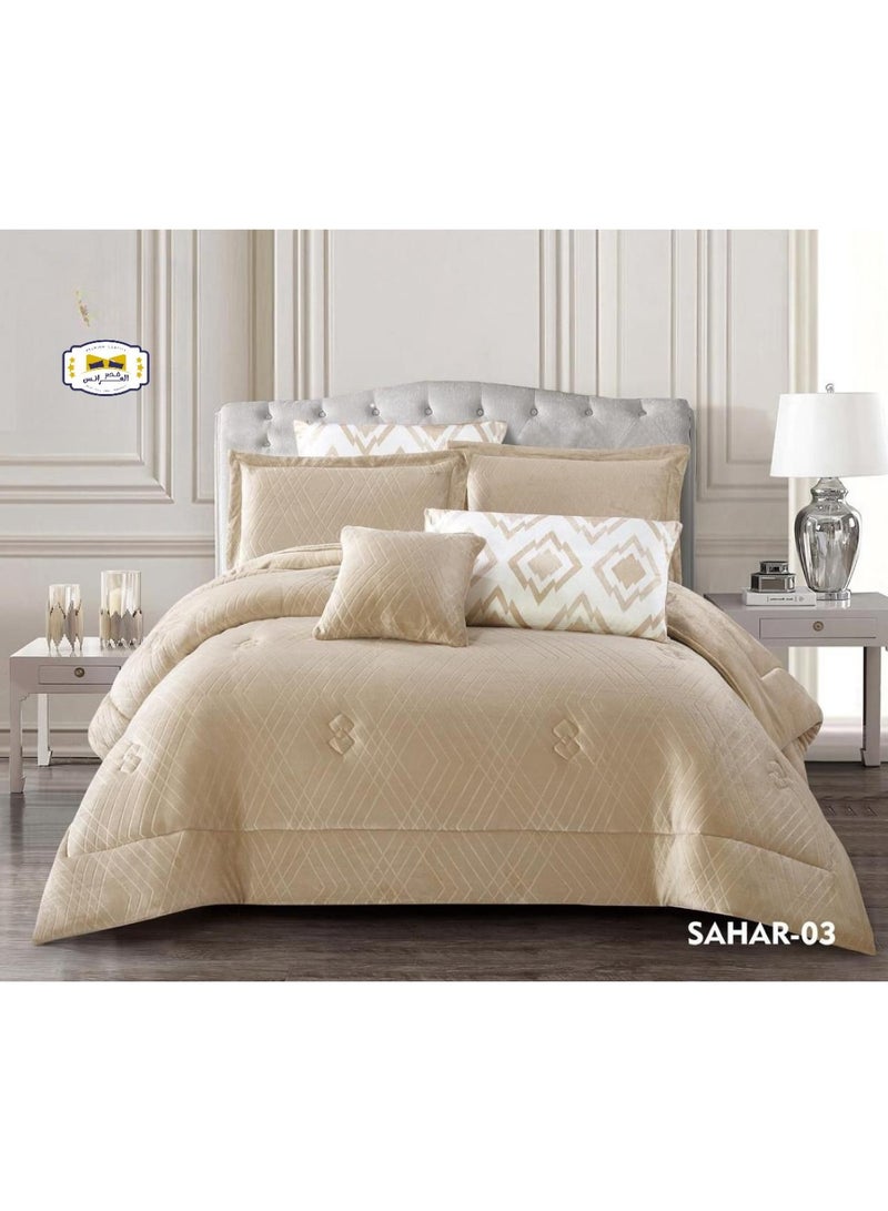 برايدس مفرش نفرين شتوي نظام وجهين وجه مخمل وجه فرو ناعم ودافئ مكوت من 7 قطع حشوه  كلاسيكيه