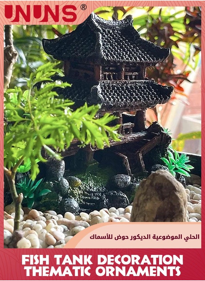 UNUNS Artificial Hut Decoration,Fish Tank Decoration,Aquatic Caves Hide Hut,Ancient Building Decor Cave Decor For Fish Tank Decoration,Home Fish Aquarium Accessory-Hut  - Image 5