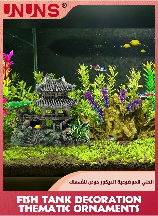 UNUNS Artificial Hut Decoration,Fish Tank Decoration,Aquatic Caves Hide Hut,Ancient Building Decor Cave Decor For Fish Tank Decoration,Home Fish Aquarium Accessory-Hut  - Image 4