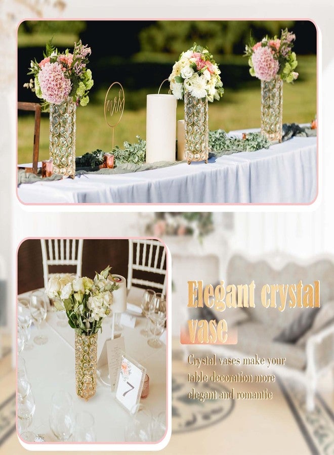 kolnlala Elegant Crystal Column Vase, Cylinder Flower Display for Weddings & Home Decor (2, Gold) - Image 4