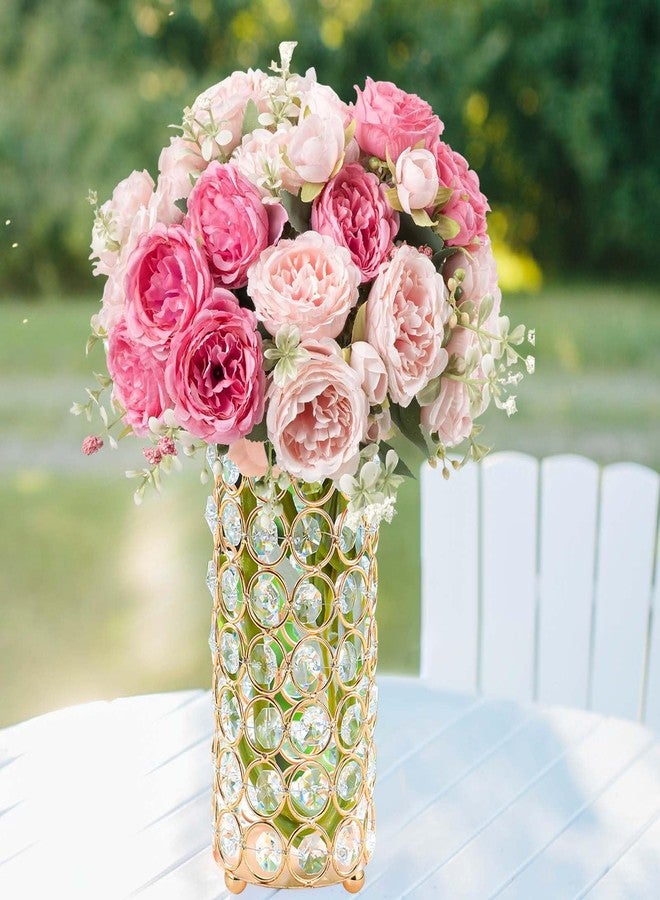 kolnlala Elegant Crystal Column Vase, Cylinder Flower Display for Weddings & Home Decor (2, Gold) - Image 5