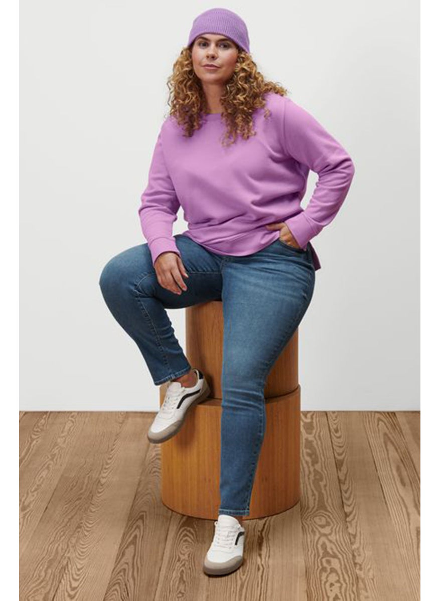 Tchibo Women Crew Neck Knitted Sweater, Lilac  - Image 1