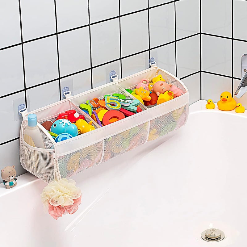 Austion Original 3 Compartment Horizontal Large Openings Bath Toy Organizer for Tub, Capacity Upgrade Bath Toy Storage and Holder, Bathtub Toy Holder for Easy Access and Sorting of Toys. - Image 1