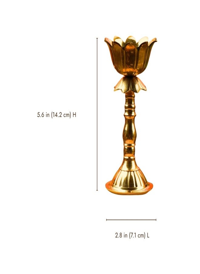 ServDharm Lotus Brass Diya for Puja 5.6" | Oil Lamp Deepam for Home Temple | Decorative Diya for Pooja and Gifting - Image 5