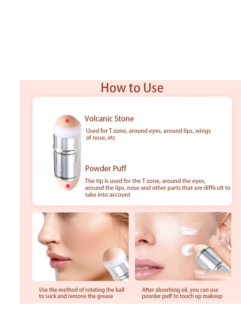 SYOSI Volcanic Oil Absorbing Roller, Reusable Facial Skincare Tool Clean Dual-purpose Makeup Egg Detachable Oil Control Ball with Makeup Sponge to Remove Excess Shine, Makeup Naturally  - Image 2