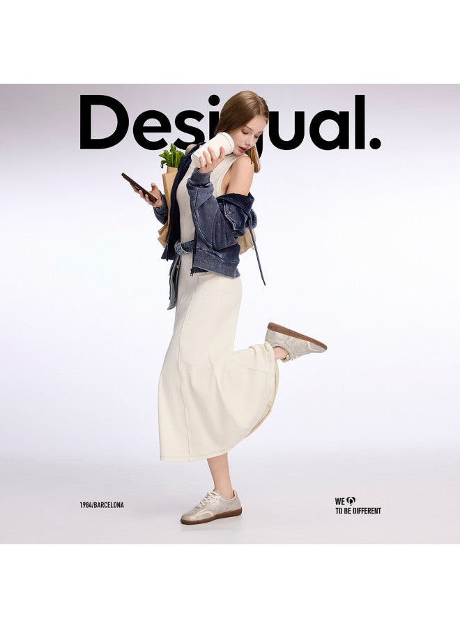 DESIGUAL فستان طويل ضيق بتمدد مع خياطة متباينة 25 ربيع/صيف جديد - Image 4