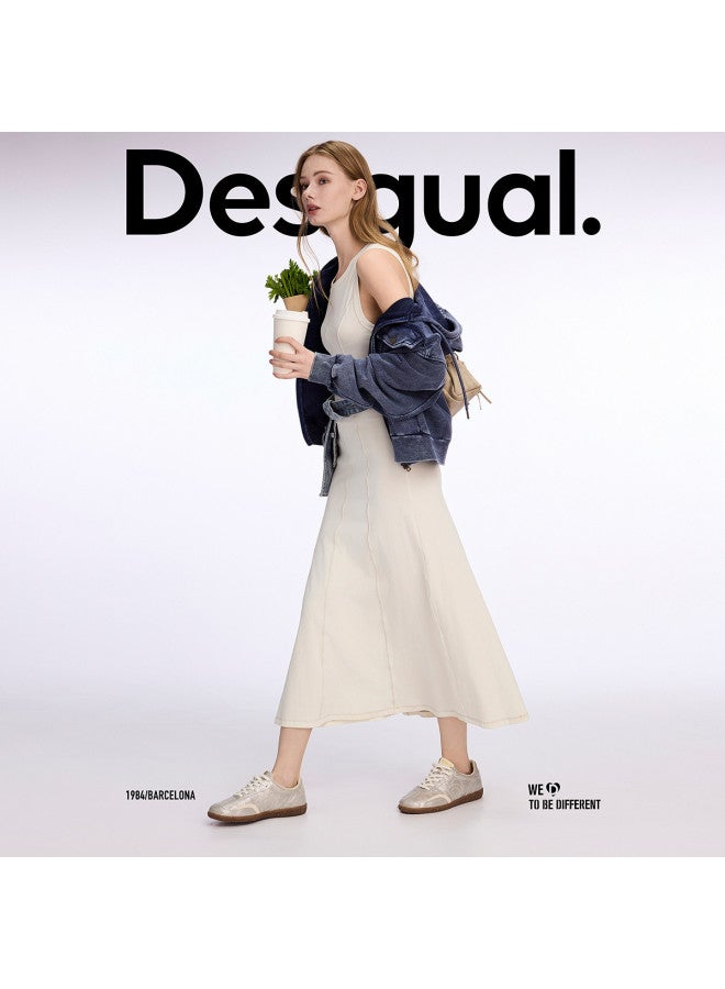 DESIGUAL فستان طويل ضيق بتمدد مع خياطة متباينة 25 ربيع/صيف جديد - Image 2
