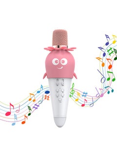 FlashHawk Multifunction Portable 2-in-1 Bluetooth Karaoke Microphone, 4D Stereo Speaker, with LED Ambient Light, 1800mAh, K5, Pink  - Image 1