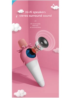 FlashHawk Multifunction Portable 2-in-1 Bluetooth Karaoke Microphone, 4D Stereo Speaker, with LED Ambient Light, 1800mAh, K5, Pink  - Image 4