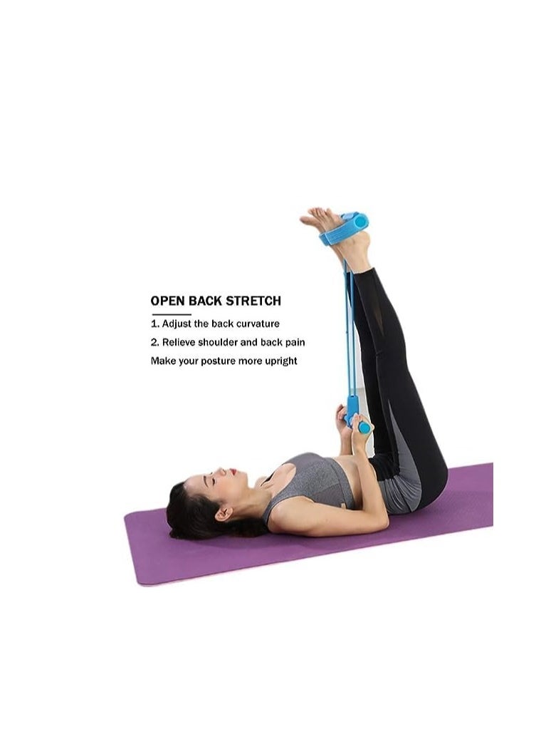 Generic - Pedal Resistance Band, 4-Tube Elastic Sit Up Pull Rope Sit-Up Chest Fitness Beauty Leg, Portable Home Gym with Elastic Bodybuilding Fitness Slimming Training Exercise Bands - Image 1