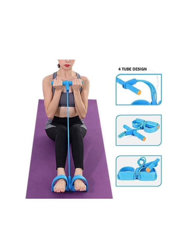 Generic - Pedal Resistance Band, 4-Tube Elastic Sit Up Pull Rope Sit-Up Chest Fitness Beauty Leg, Portable Home Gym with Elastic Bodybuilding Fitness Slimming Training Exercise Bands - Image 1