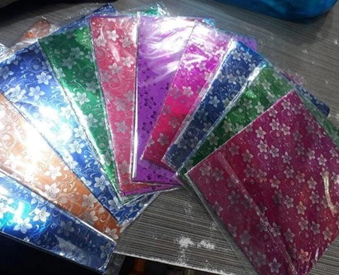 Organics Printed Design Pre Cut Multicolour Frozen Cellophane Sheets for Mehndi Cone 30 Micron 6.75 Inch X 5 Inch (50 Pcs)