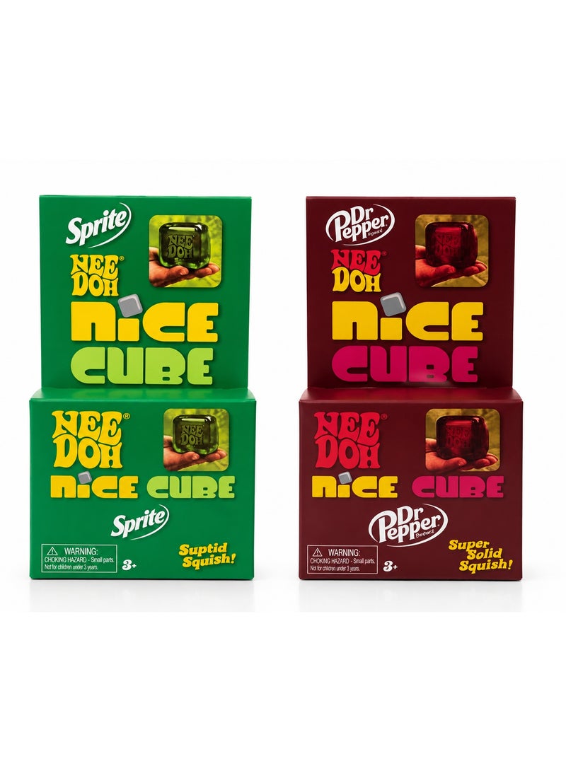 Nee Doh Nice Cube Dr Pepper & Sprite Squishy Stress Relief Fidget Toy - Pack of 2 - Image 1