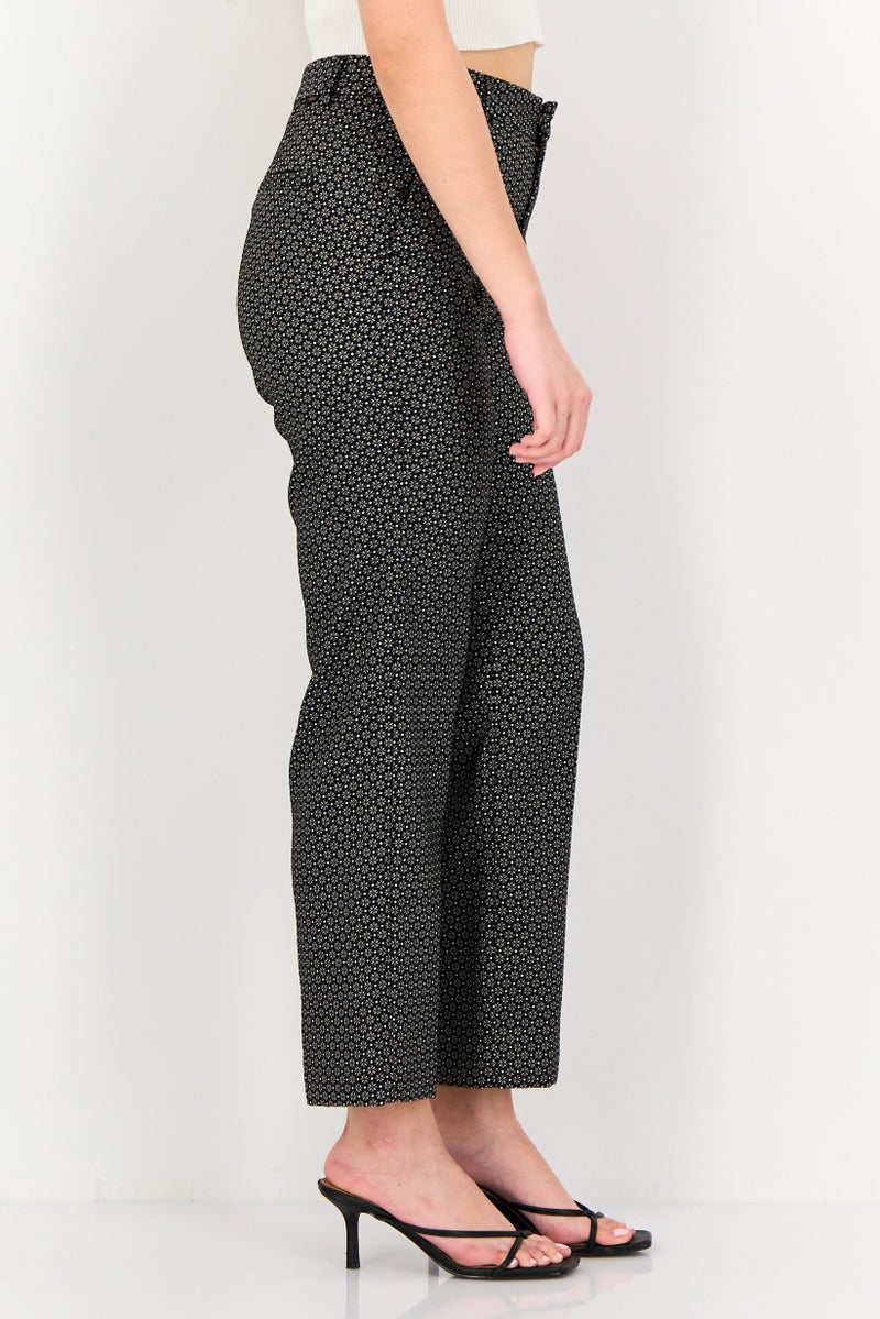 Reiko Women Cigarette Fit Allover Print Cropped Pants, Multicolor - Image 2