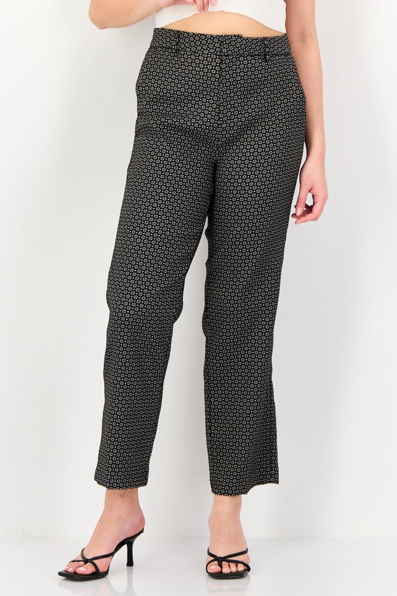 Reiko Women Cigarette Fit Allover Print Cropped Pants, Multicolor - Image 1