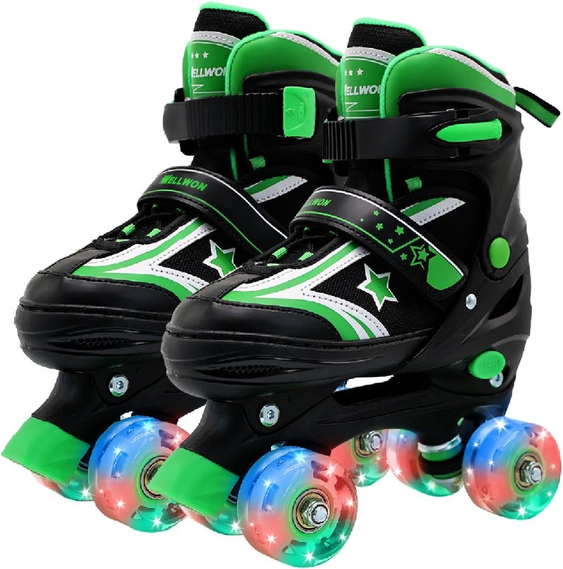 WELLWON Kids Roller Skates with Light Up Wheels - Adjustable Sizes for Ages 5-12 - Image 1