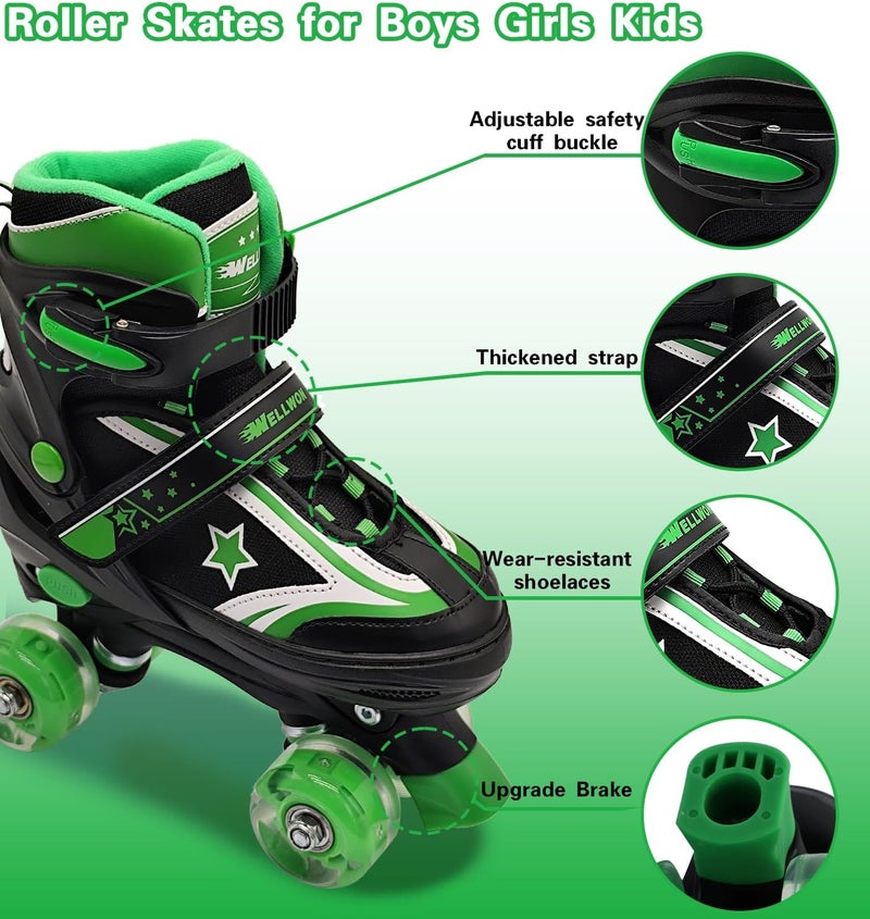 WELLWON Kids Roller Skates with Light Up Wheels - Adjustable Sizes for Ages 5-12 - Image 4