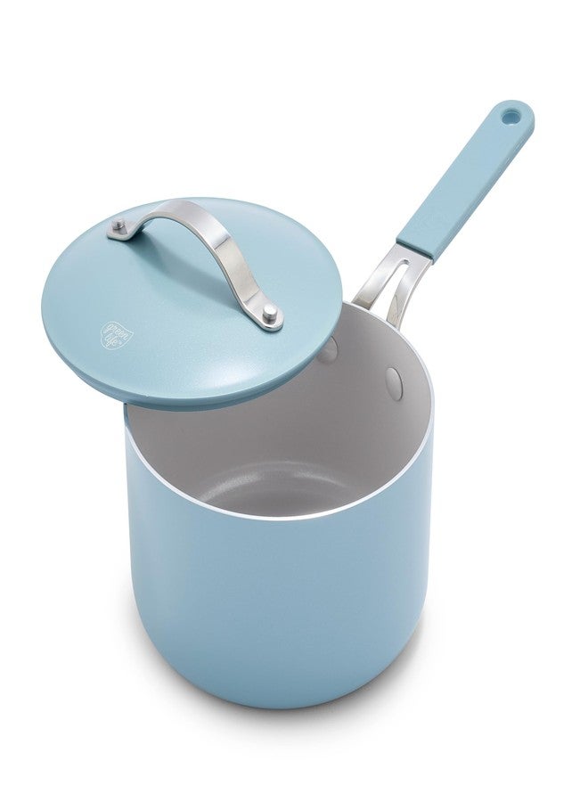 GreenLife 2 Quart Nonstick Saucepan with Lid, Lightweight Healthy PFAS-Free Milk Pan, Dishwasher & Oven Safe Soup Pan, Durable Body, Silicone Stay-Cool Handle, Easy Release Chef’s Pan, Blue Haze - Image 1