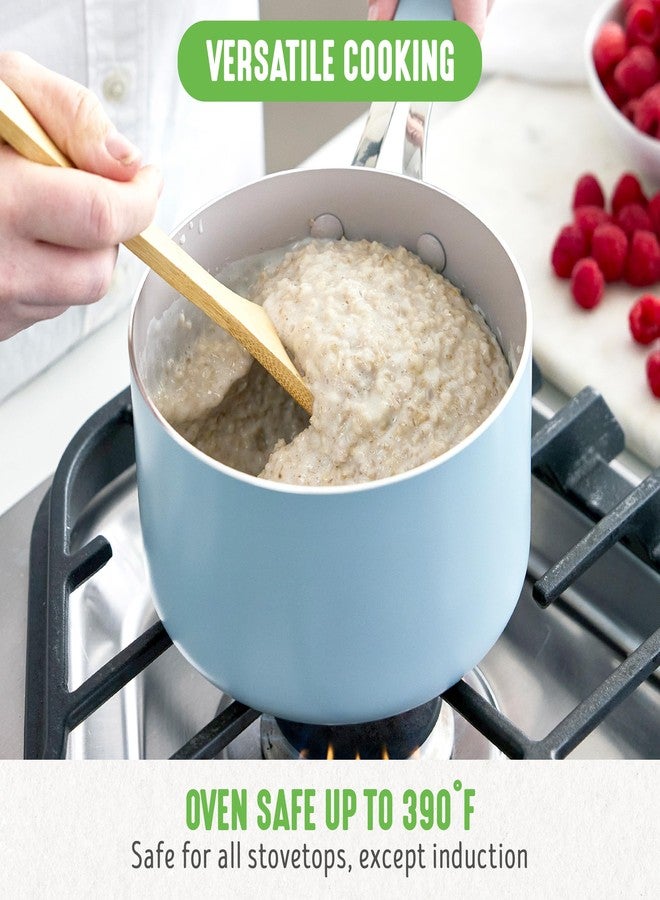 GreenLife 2 Quart Nonstick Saucepan with Lid, Lightweight Healthy PFAS-Free Milk Pan, Dishwasher & Oven Safe Soup Pan, Durable Body, Silicone Stay-Cool Handle, Easy Release Chef’s Pan, Blue Haze - Image 2