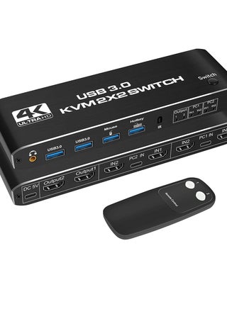KVM Switch 2 Monitors 2 Computers, HDMI KVM Switch Dual Monitor, USB Switch 2 in 2 Out Support 4K 60Hz,USB 3.0, Hotkey,Extended And Mirror Display - pzsku/Z5139E1D954C6939654D6Z/45/_/1730287024/754c3fd6-151c-401d-9639-f05a95b90e66