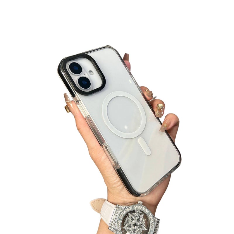 غطاء MagSafe بسيليكون لـ iPhone 14 / 14 Plus / 14 Pro / 14 Pro Max مع حماية من السقوط ومغناطيس قوي مع مقاوم للصدمات مع وسادة هوائية باللون شفاف مغناطيسي من السيليكون - Image 2