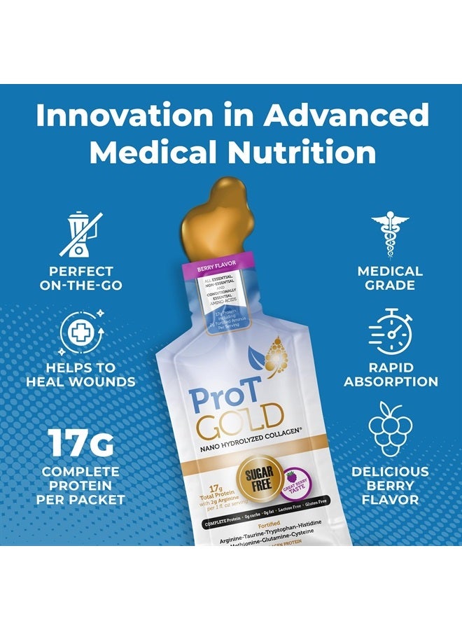 ProT Gold Liquid Collagen Protein Shot, 17g Protein Nano-Hydrolyzed Grass Fed Collagen, 2g Arginine for Wound Support, Gluten Free, Fat and Sugar Free, 0g Carbs, Non GMO, Berry, 1 fl oz, 24 Pack - Image 3