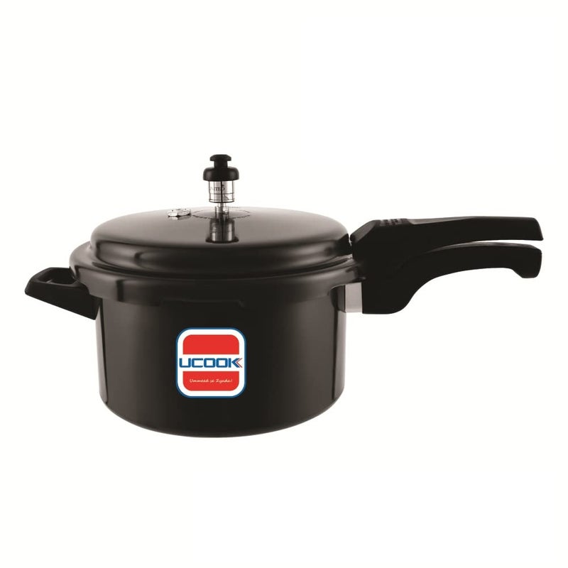 Ucook By United Ekta Group Pentola Dlx Black Plus Hard Anodised Outer Lid Induction Pressure Cooker, 5 Litre, Black - Image 1