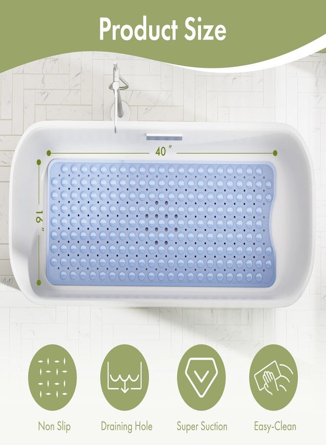 AmazerBath Shower Mat Non Slip 40 x 16 Inches, Shower Stall Mats with Suction Cups and Drain Holes, Non Slip Bath Mat for Tub for Elderly & Kids, Baby Blue - Image 4