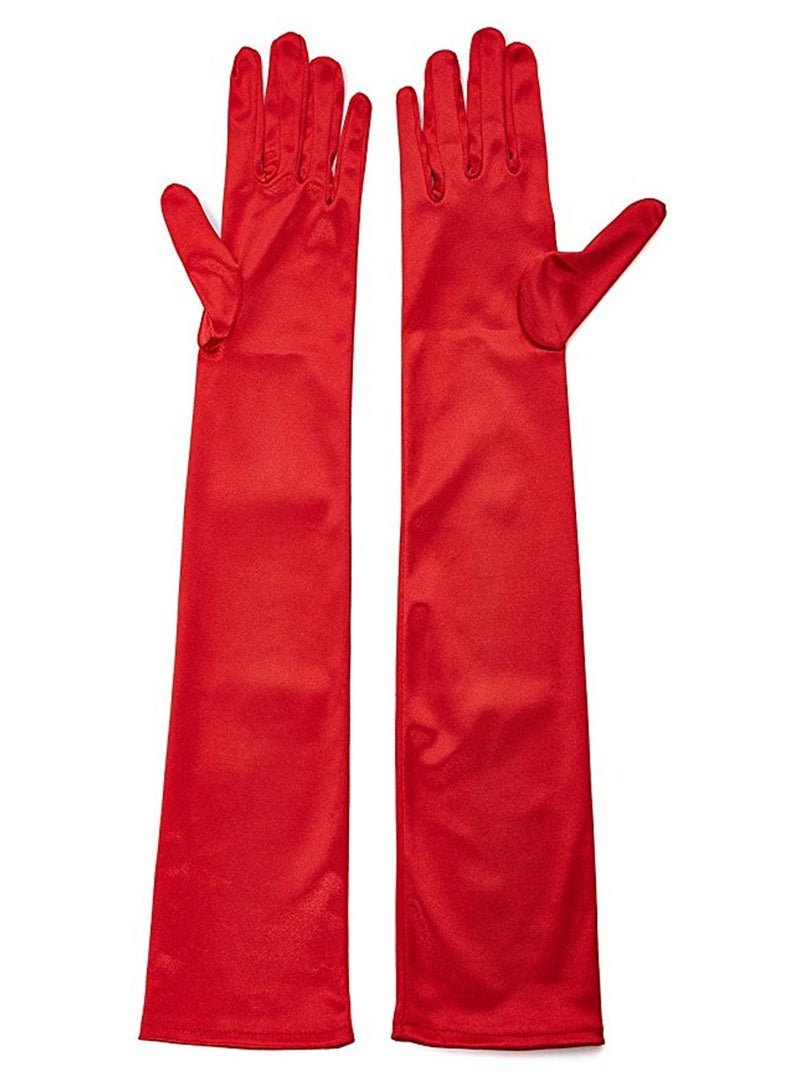 Women's Long Satin Finger Gloves Elbow Length 1920s Opera Bridal Dance Gloves - Image 5