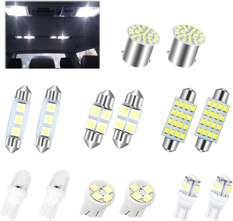 Voleleo 14 قطعة من مصابيح LED داخلية للسيارة، مجموعة مصابيح LED قبة داخلية للسيارة، DE3175 T10 31mm 41mm 194 لمبات LED، للإضاءة الداخلية للخريطة/القبة/صندوق الأمتعة/أضواء اللوحة/مؤشرات الأبواب الجانبية/مصابيح عرض الشاحنات - Image 1