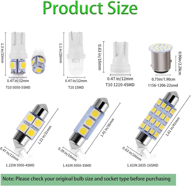 Voleleo 14 قطعة من مصابيح LED داخلية للسيارة، مجموعة مصابيح LED قبة داخلية للسيارة، DE3175 T10 31mm 41mm 194 لمبات LED، للإضاءة الداخلية للخريطة/القبة/صندوق الأمتعة/أضواء اللوحة/مؤشرات الأبواب الجانبية/مصابيح عرض الشاحنات - Image 3
