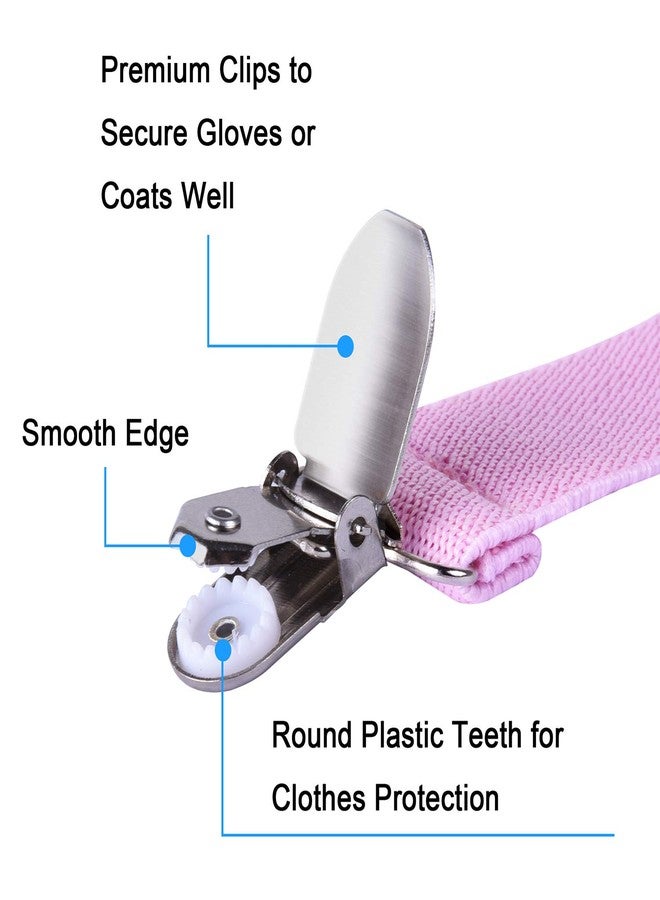 Wisdompro Mitten Clips, 4 Pieces Glove Clips with Elastic Strap for Toddlers, Kids, Adults - Gray and Pink - Image 4