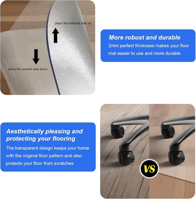 Azadx Office Chair Mat for Easy Glide and Protection - Clear Plastic Mat for Hardwood Floor (51" x 63") - Image 4