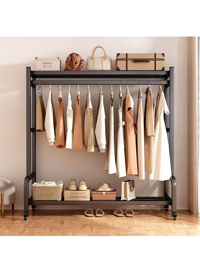 JCB CHIC Double Rods Clothes Rack Clothing Rack with Storage Shelves，Garment Rack with Wheels,Clothing Rack for Hanging Clothes,Multi-functional Bedroom Clothes Rack(BC-12106-WHT)  - Image 1