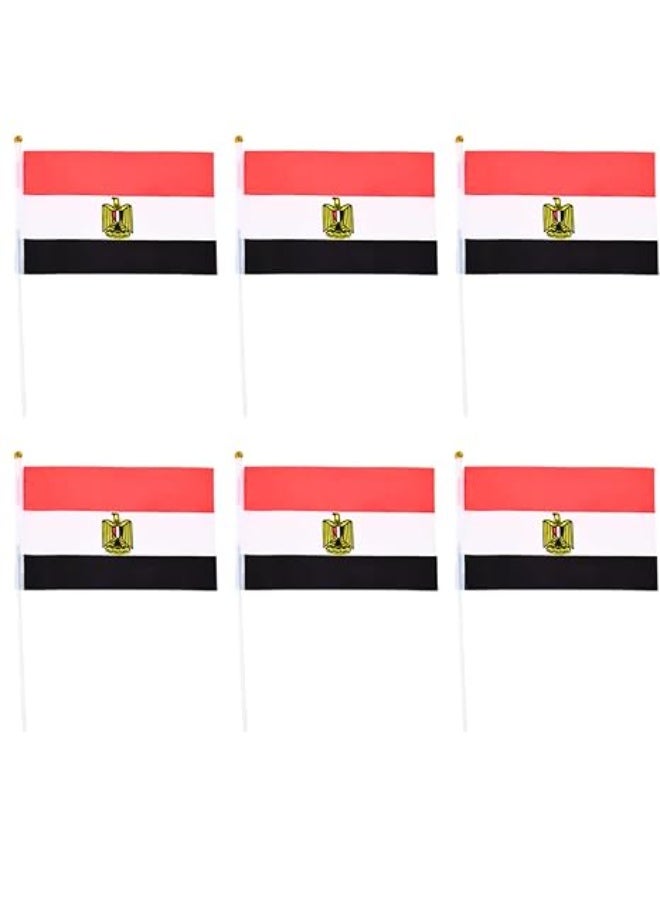 Set Of 12 Egypt Stick Flags, Handheld Egyptian Flags For Festivals, World Cup And National Day Events, Double-Sided Desk Flags For Parties, Celebrations And Decorative - Image 1