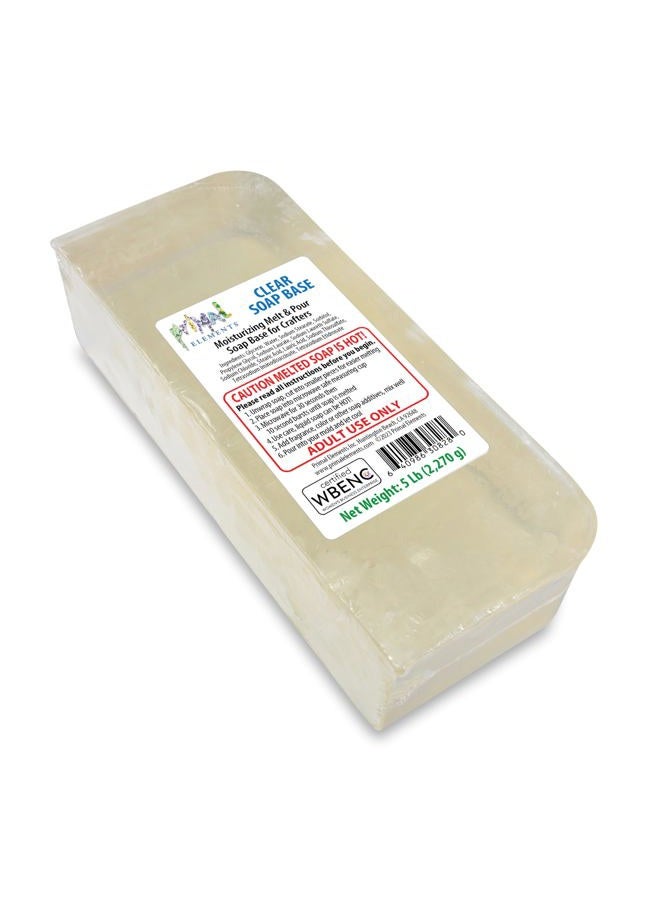 Primal Elements Clear Soap Base - Moisturizing Melt and Pour Glycerin Soap Base for Crafting and Soap Making, Vegan, Cruelty Free, Easy to Cut, Unscented - 5 Pound - Image 1