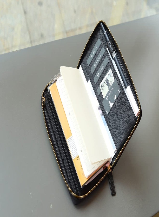Moterm Zippered Leather Cover for Weeks - Fits Hobonichi Weeks and Weeks Mega Notebook Planners (Pebbled-Black) - Image 5