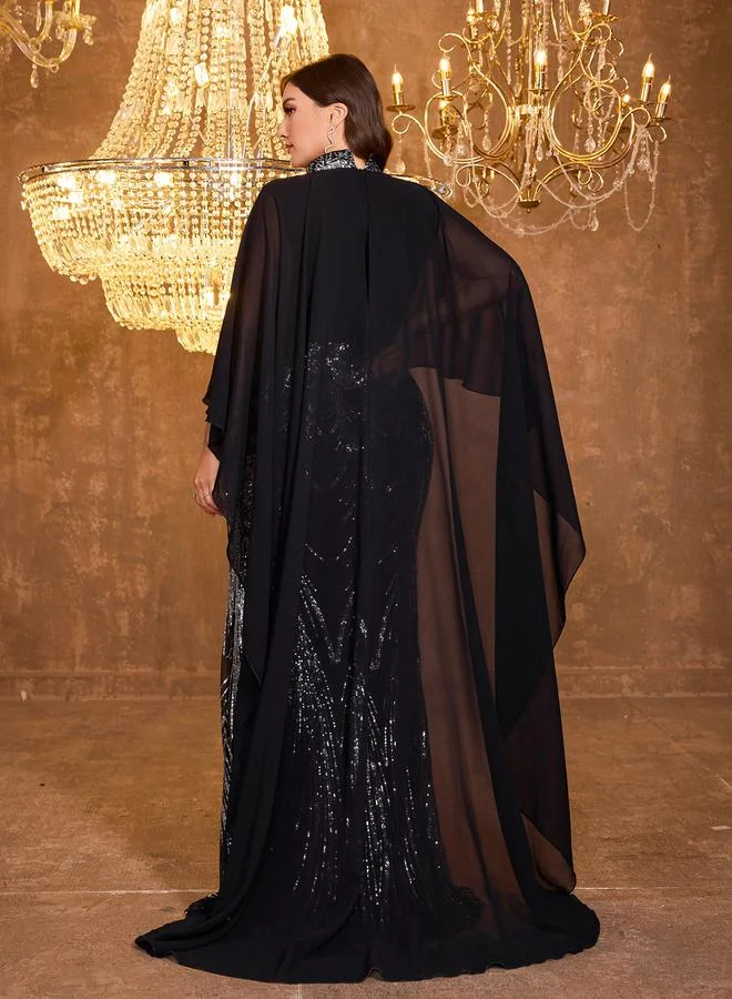 Unithorse  Plus Size Black Sequin A-Line Maxi Dress for Women | Best Price UAE
