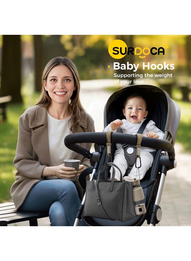 SURDOCA Baby Stroller Hooks, Stroller Clips and Hooks for Diaper Bag, Mommy Bag Hook for Stroller Heavy Duty, Universal Stroller Hanger and Strap, Stroller Accessories for Mom - Image 3