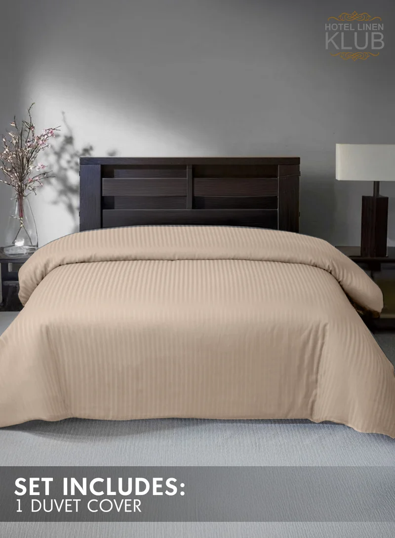 Hotel Linen Klub Hotel Linen Klub King Duvet Cover - 1 Piece, Luxurious 100% Cotton Sateen with 250 Thread Count, Stylish Classic Stripe Pattern with Button Closure, Size: 245 x 265 cm, Elegant Ivory Aesthetic