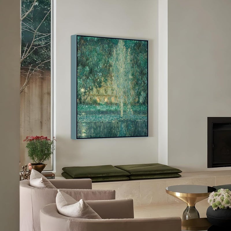 FOLKOR إطار عائم للوحات قماشية مقاس 24×30، إطارات عائمة معدنية DIY بعمق 1.5 بوصة لعرض المعارض الفنية وتزيين جدران المكاتب المنزلية والمعارض، أعمال فنية تجريدية لغرفة ريفية عصرية (أزرق كاديت) - Image 5