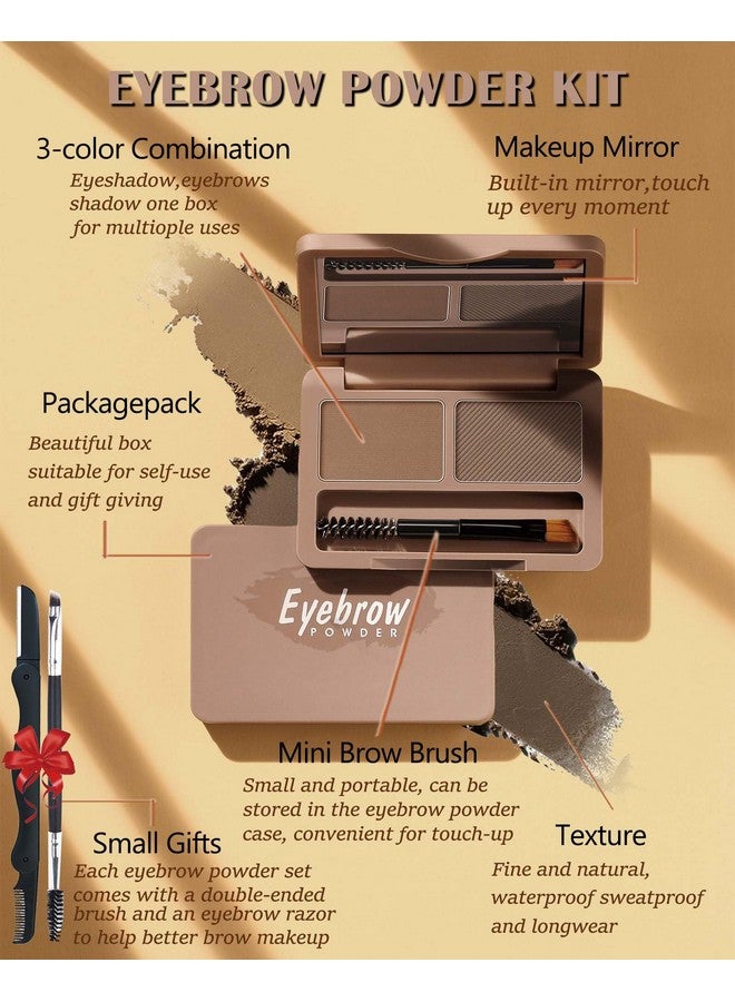 LYSdefeu Eyebrow Powder Kit2 Colors Soft Eye Brow Tinted Powder Palette Waterproof & Long Lasting Dark/Light Brown Brow Filler Professional Eyebrow Contour Makeup For Women With Mirror Brow Brush & Razor1 - Image 3