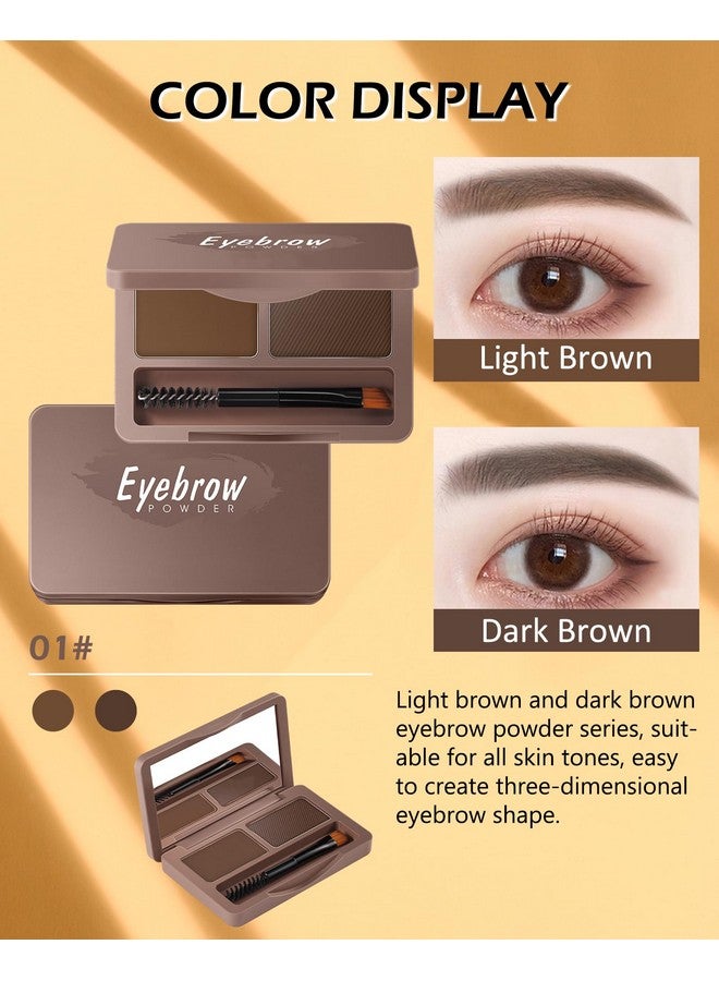 LYSdefeu Eyebrow Powder Kit2 Colors Soft Eye Brow Tinted Powder Palette Waterproof & Long Lasting Dark/Light Brown Brow Filler Professional Eyebrow Contour Makeup For Women With Mirror Brow Brush & Razor1 - Image 2