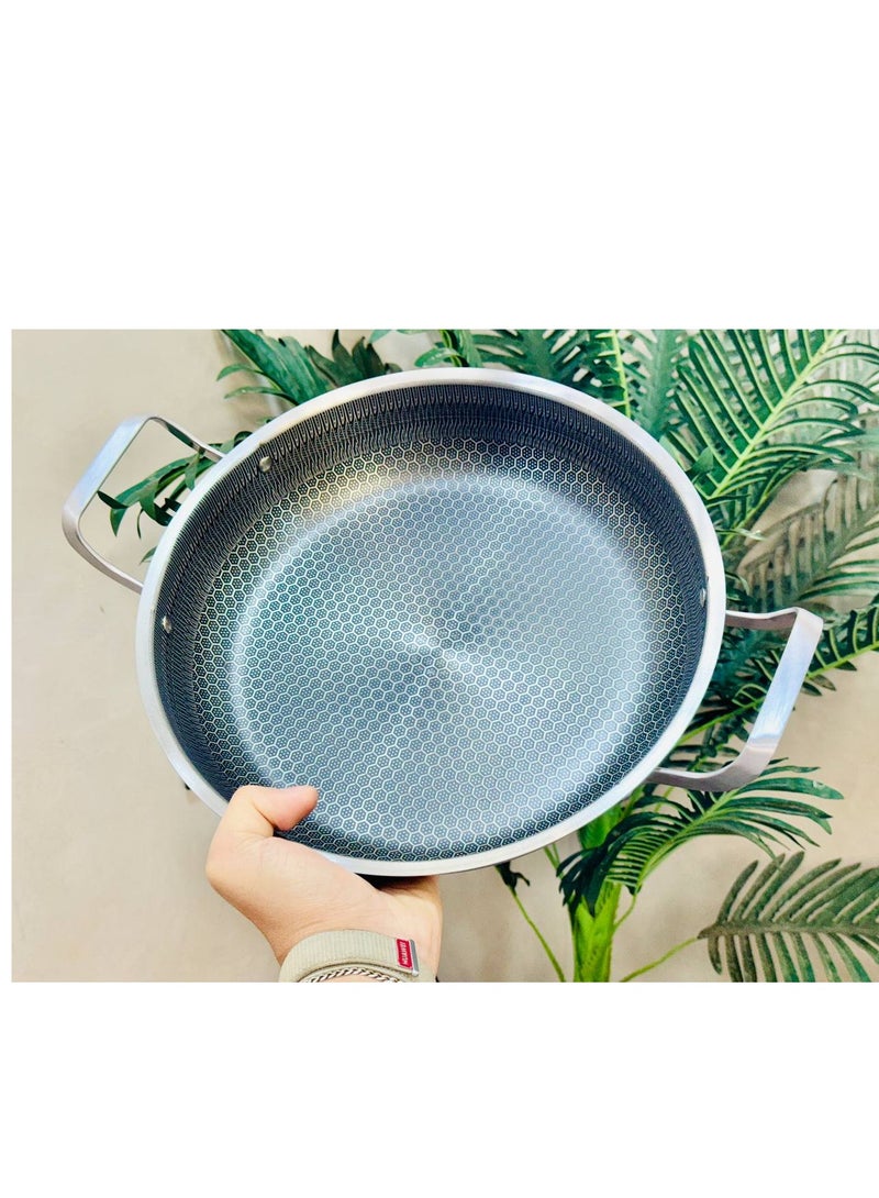 طاسة قلي من ستانلس ستيل -مقاس 30 - بطبقة غير لاصقة. عملية، مقاومة للالتصاق، وسهلة التنظيف. - Image 2