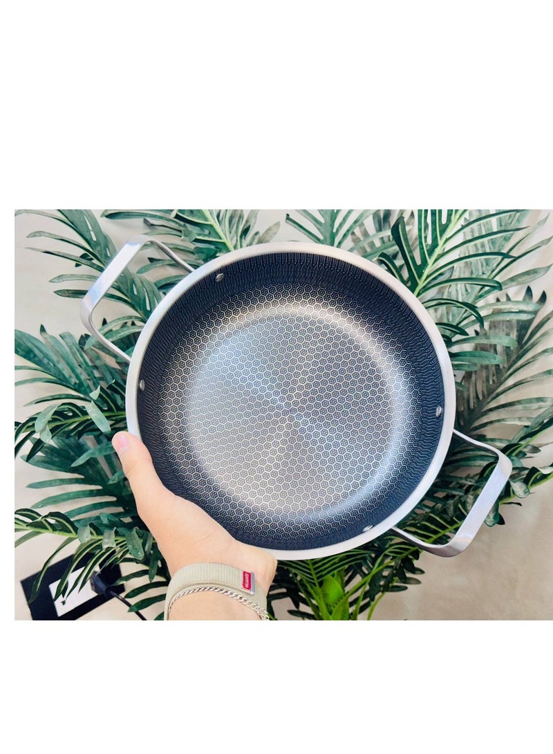 طاسة قلي من ستانلس ستيل -مقاس 30 - بطبقة غير لاصقة. عملية، مقاومة للالتصاق، وسهلة التنظيف. - Image 3