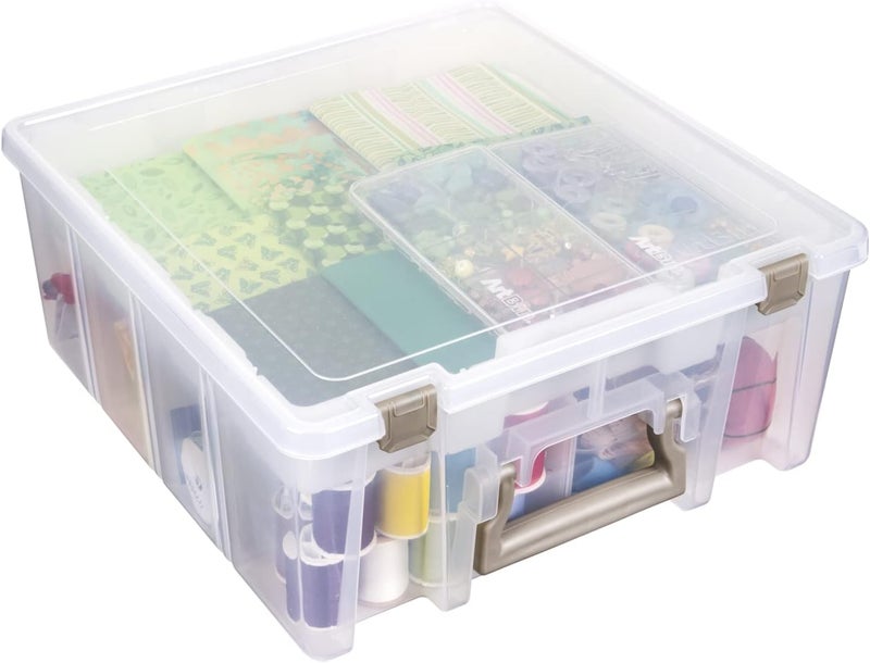 ArtBin 6899AZ Super Satchel Double Deep with Lift-Out Tray Storage Container, Portable Arts & Crafts Organizer with Removable Dividers, Clear - Image 5