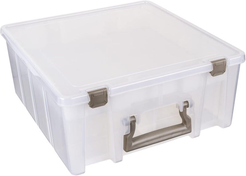 ArtBin 6899AZ Super Satchel Double Deep with Lift-Out Tray Storage Container, Portable Arts & Crafts Organizer with Removable Dividers, Clear - Image 1