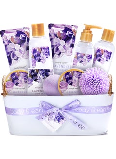BODY & EARTH BODY & EARTH Gift Baskets For Women 11 Pcs Lavender Spa Gifts For Women with Bubble Bath Body Lotion Sets, Bath and Body Gifts Set For Women Christmas Gifts for Women Spa Gift Sets 