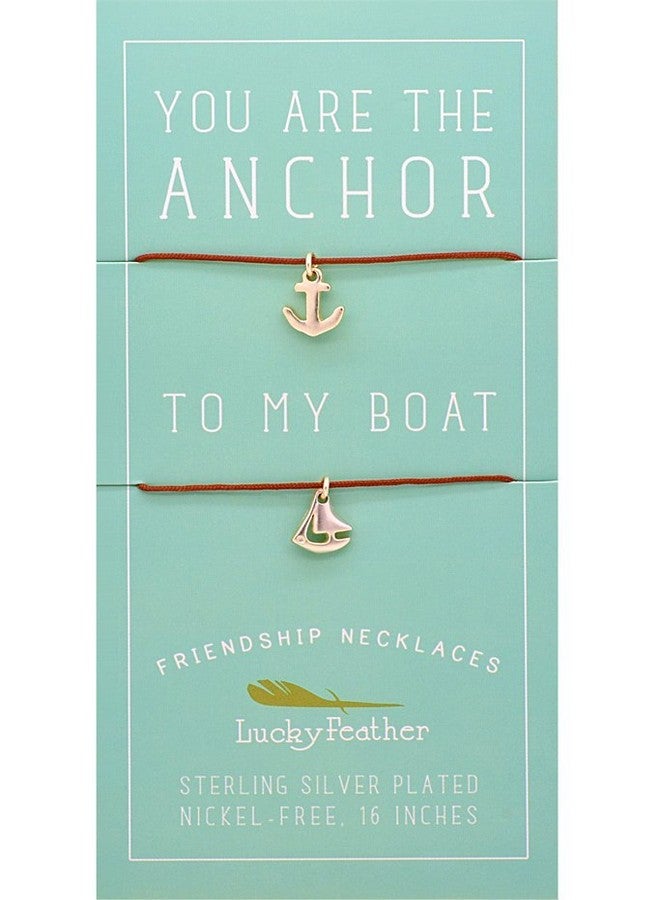 Lucky Feather Best Friend Necklaces for Women- 14K Gold Dipped on 16" Cord - Ideal BFF Gifts (Anchor & Boat) - Image 2