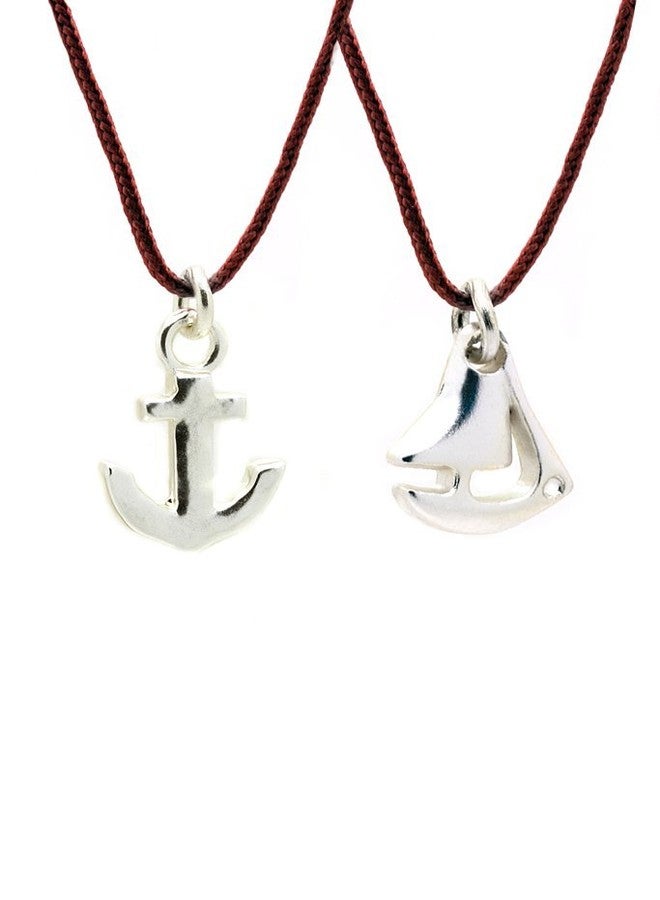 Lucky Feather Best Friend Necklaces for Women- 14K Gold Dipped on 16" Cord - Ideal BFF Gifts (Anchor & Boat) - Image 3